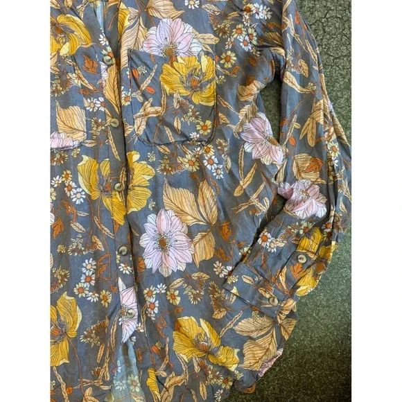 PiLCRO Floral Print Button Down Shirt Women's Size L Long Sleeve Boho - Picture 5 of 7